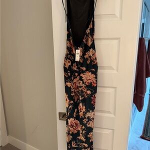 NWT BHLDN Holly Halter Velvet Floral Midi Dress Green Medium Wedding Guest
